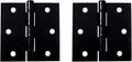QCAA Square Door Butt Hinge, Heavy Gauge, Swaged, Loose Pin, 2-1/2"x2-1/2 x2.0mm, Black, Made in Taiwan, 2 Pack