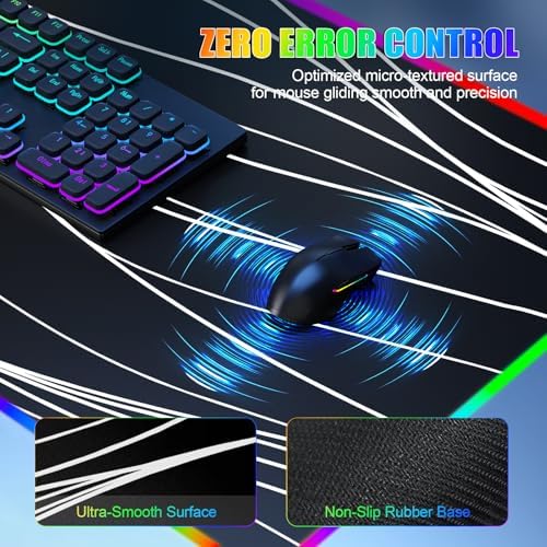 Mouse Pad with Foldable Phone Holder & Wireless Charger, XL RGB Gaming Mousepad 31.5"x11.8" Large Desk Mat for Keyboard, Home Desk Pad with Dual Qi Charging Station | 11 Colors & 5 Modes | Waterproof
