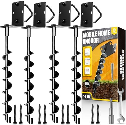 [UPGRADED] 14” Full Spiral Blade Mobile Home Anchor - 4pcs Ground Anchor