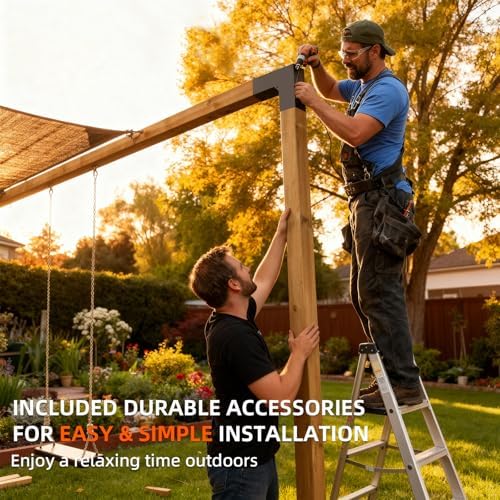 15° Angle Slant Pergola Bracket Kits,2-Way L-Shaped Slant Roof Post Brackets with Stainless Steel Screws for 6" x 6"(Actual:5.5" x 5.5") Lumber for Outdoor Pergola,Proch,Passageway - 1Pack