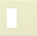 Bates- Combination Wall Plate, Decorator/Blank, Ivory Unbreakable Polycarbonate Thermoplastic, 2 Gang Wall Plate for Electrical Outlets