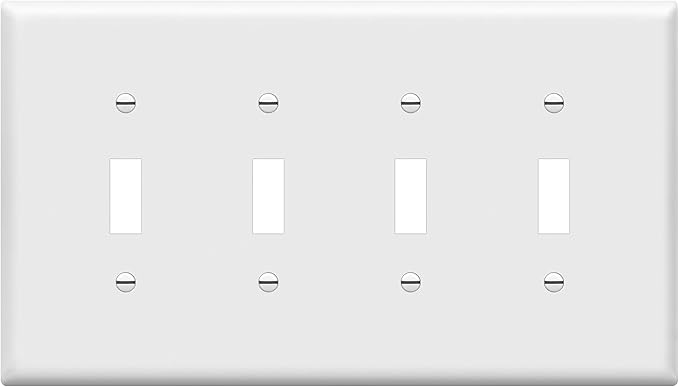 ENERLITES Toggle Light Switch Wall Plate, 4-Gang 4.88" x 8.58", Mid-Size, UL Listed, 8814M-W, White