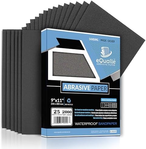 Sandpaper Grit 3000, 9x11 inch, 25 Sheets