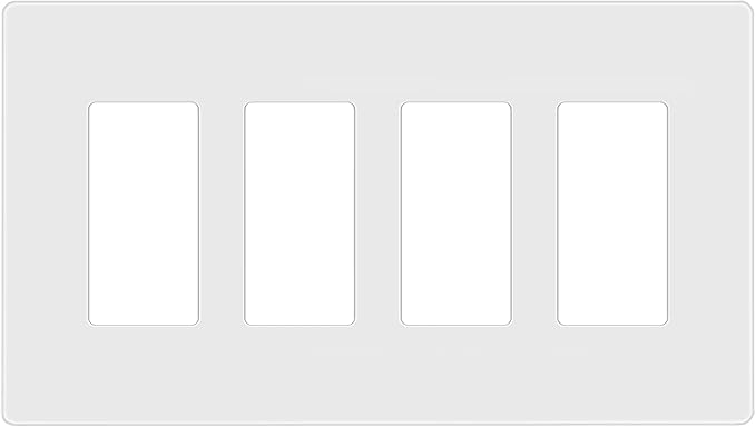 ENERLITES Screwless Decorator Wall Plates Child Safe Outlet Covers, Gloss Finish, Medium Size 4-Gang 4.88" H x 8.58” L, Unbreakable Polycarbonate Thermoplastic, SI8834M-W, White