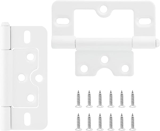 8PCS Non-Mortise Hinges 3 inch White Door Hinges with Mounting Screws, Chest Hinges Heavy Duty Bifold Door Hinges Iron Cabinet Hinges, Precision Butt Hinge for Furniture Windows Cupboard