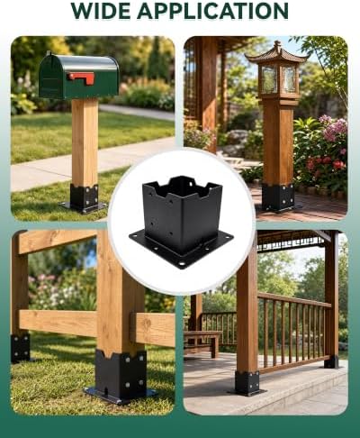 2 PCS 4x4 Post Base Brackets, 4x4 Post Anchor for Concrete & Wood