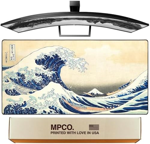 MPCO. Great Wave Large Gaming Desk Pad, 36" x 17" Duraglyde Fabric Desk Mat