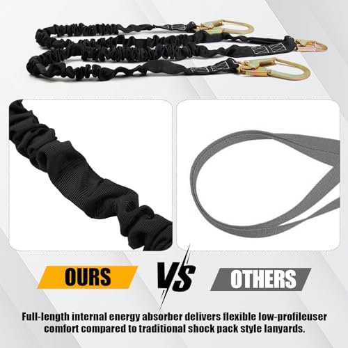 TRSMIMA Safety Harness Lanyard Retractable - Shock Absorbing Lanyard 6ft