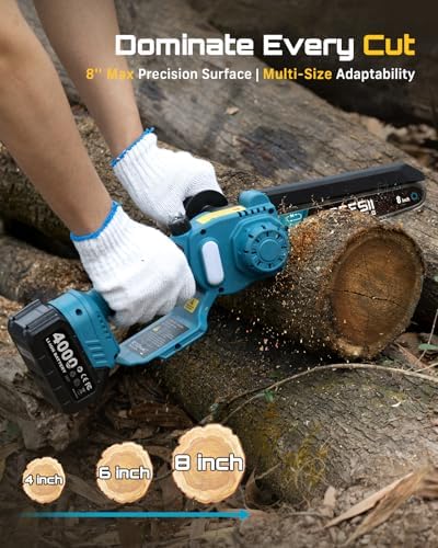 SEESII 2-in-1 Cordless 8 Inch Pole Saw & Mini Chainsaw, 2×4.0Ah Batteries