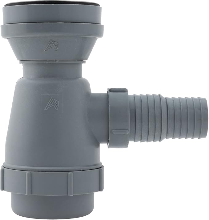 Ambassador Marine 2" Trap Sink Drain with Strainer Basket & Chain Stopper, Brushed Finish Stainless Steel Flange, 1-1/4" & 1-1/2" Hose Barb for Boat, RV, Galley or Bar Sink Drain Assembly Replacement