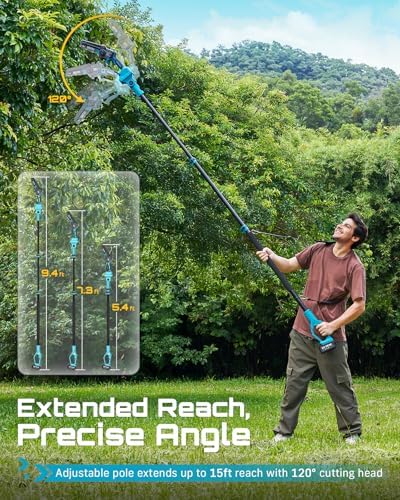 SEESII 2-in-1 Cordless Pole Saws & Mini Chainsaw 6 Inch for Tree Trimming