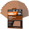 Fandeli | Multi-Purpose Sandpaper | 100 Grit | 25 Sheets of 9'' x 11'' | Ideal for Sanding Metal, Untreated Wood and Painted Surfaces