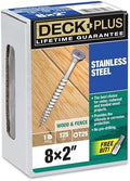 Deck Plus 2 Inch Epoxy Coated Exterior Wood and Fence Screws #8 x 2 Torx/Star Drive Included Coarse Thread, Outdoor Rust Resistant Decking Screw, Silver, 1lb Box, 125 Pieces | 48463