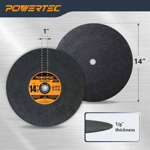 POWERTEC Chop Saw Blade, 14" Metal Cut-Off Wheel, 10 Pack (14022-P2)