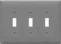 ENERLITES Triple Light Switch Wall Plate, Toggle Switch Plate, 3-Gang Gloss Finish, Mid-Size 4.88" x 6.77", Unbreakable Polycarbonate Thermoplastic, UL Listed, 8813M-GY, Gray