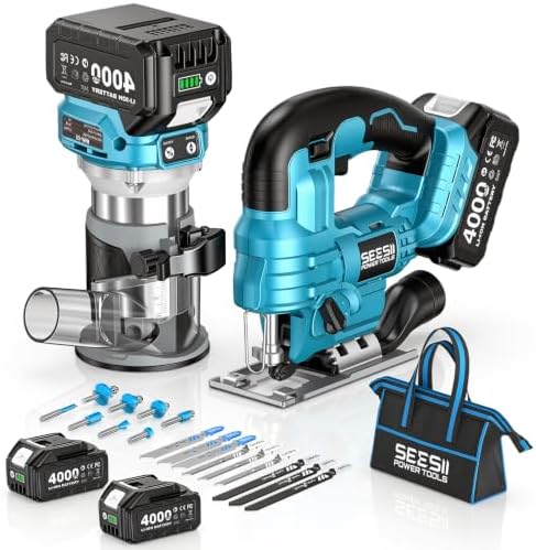 SEESII Cordless Jigsaw and Wood Router Tool Combo Kit