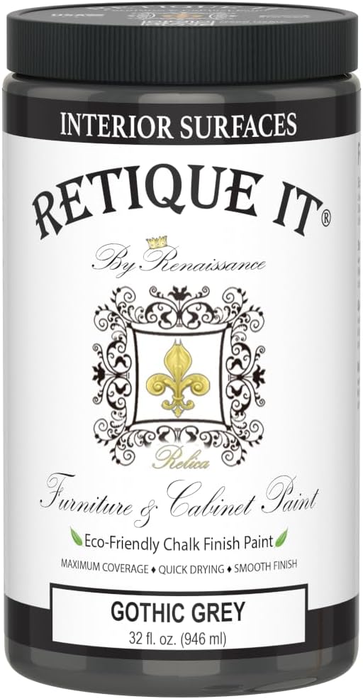 Retique It Chalk Furniture Paint, 32 Fl Oz (Pack of 1), 07 Gothic Grey