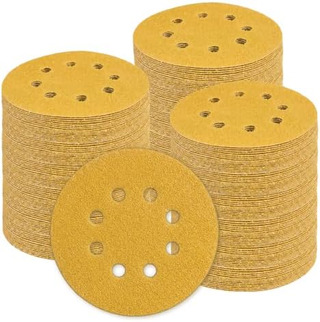 5-Inch 8-Hole Hook and Loop Sanding Discs 240-Grit, 200-Pack, Premium Random Orbital Sandpaper for Woodworking or Automotive