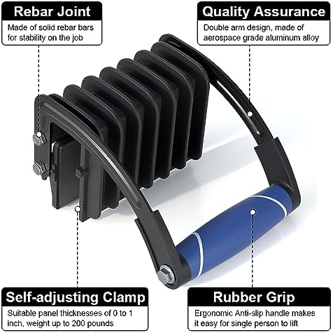 Panel and Plywood Carrier（2 Pack）, Plywood Lifting Tool and Drywall Carrying Tool, Panel Gripper for Wood Sheet Board uesd with one hand, Adjustable Clamping Thickness up to 1 inch