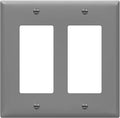 ENERLITES Decorator Light Switch or Receptacle Outlet Wall Plate, Gloss Finish, Size 2-Gang 4.50" x 4.57", Unbreakable Polycarbonate Thermoplastic, UL Listed, 8832-GY, Gray