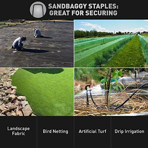 Sandbaggy 12 Inch Rust-Free Landscape Staples ~ Extra Long SOD Garden Stakes Weed Barrier Pins (250 Staples)