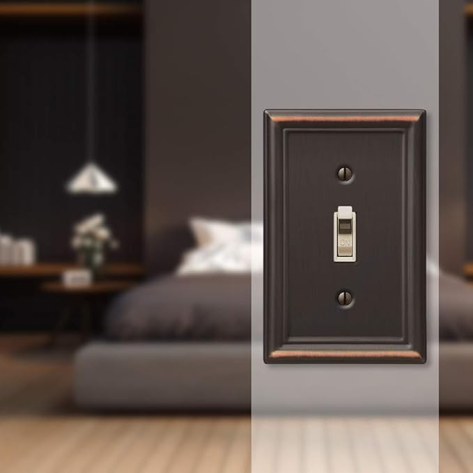 Amerelle 149TDB Chelsea Wallplate, 1 Toggle, Steel, Aged Bronze, 1-Pack
