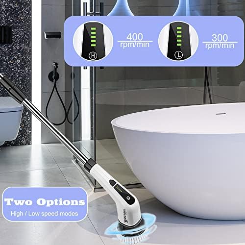 Electric Spin Scrubber,2022 New Electric Bathroom Cleaning Brush,8 Replacement Heads and 55 Extension Handle,for Cleaning Floors,Cars，Kitchens, Bathtubs