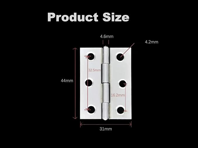 Small Stainless Steel Door Hinges 2 Inch, Folding Window Hinges, Heavy Duty Butt Hinges for Cabinet Jewelry Box Toolbox Doll House Furniture Hardware with Mounting Screws, Silver (10 Pack)