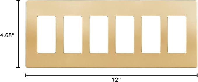 ENERLITES Elite Series Screwless Decorator Wall Plate Child Safe Outlet Cover, Gloss Finish, Size 6-Gang 4.68" H x 12.00" L, Unbreakable Polycarbonate Thermoplastic, SI8836-GD, Gold