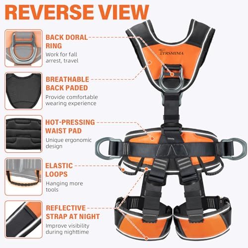 TRSMIMA Safety Harness Fall Protection - Roofing Full Body Climbing Harness
