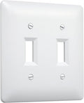 TayMac 4400W Paintable Double Toggle Light Switch Wall Plate Cover, White, 2-Gang