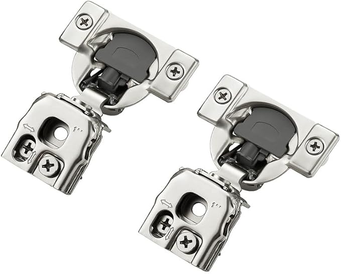 10 Pack 5 Pair 1 inch Overlay Soft Close Hinges for Kitchen Cabinet Hinges Satin Nickel Hidden Hinges Stainless Steel Concealed Hinge self Closing