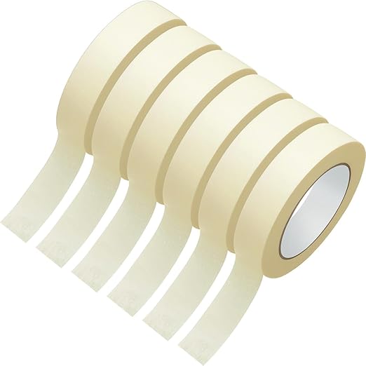 Fainne 6 Rolls Masking Tape Bulk General Purpose Masking Painting Tape 55 Yards for Painting Home Office School Stationery Arts Crafts Basic Use, Easy Removal (1 Inch)
