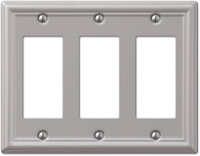 Amerelle 149RRRBN Triple Rocker-GFCI Wallplate, Brushed Nickel