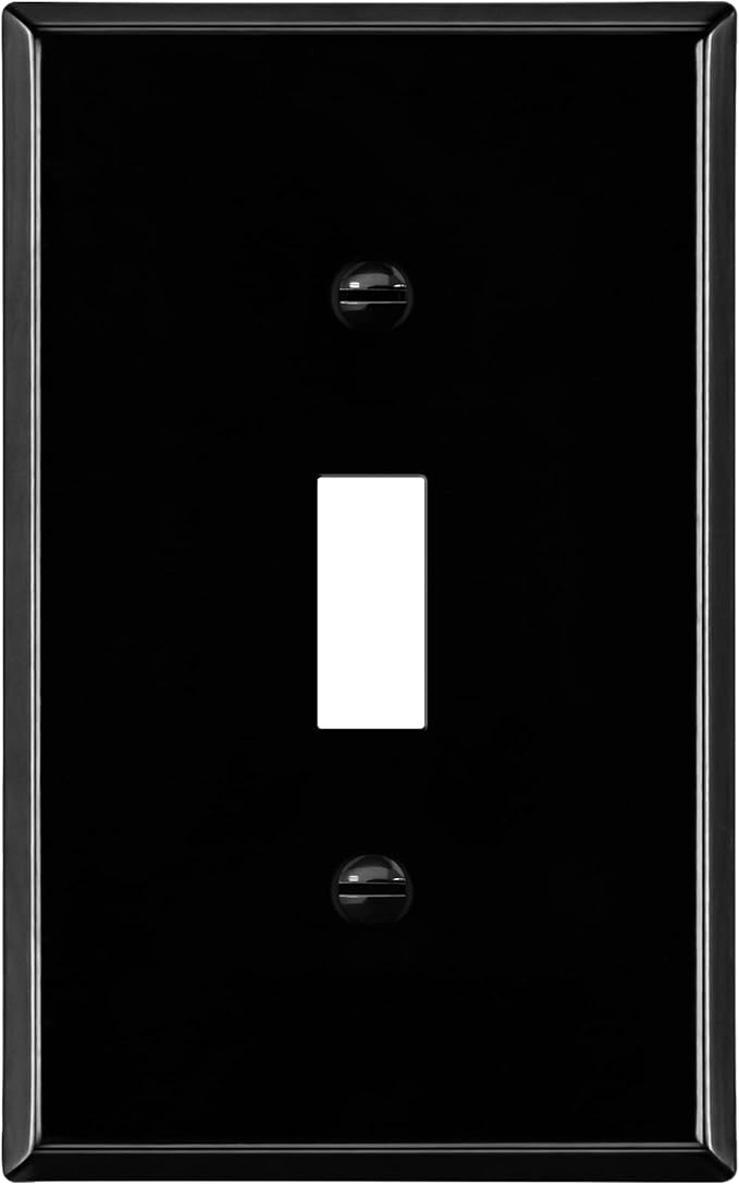 ENERLITES Toggle Light Switch Metal Cover Plate, Wall Plate, Corrosion Resistant, Standard Size 1-Gang 4.50" x 2.76", Powder Coated Stamped Steel, 7711-BG, Black Gloss