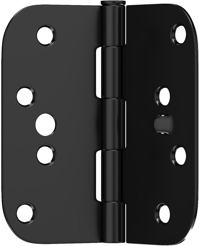 goldenwarm Black Door Hinges 4inch 12 Pack Security Door Hinges, Interior/Exterior Matte Black 4" Hinges with 5/8" Radius Corner for Doors Reversible Full Mortise Combination