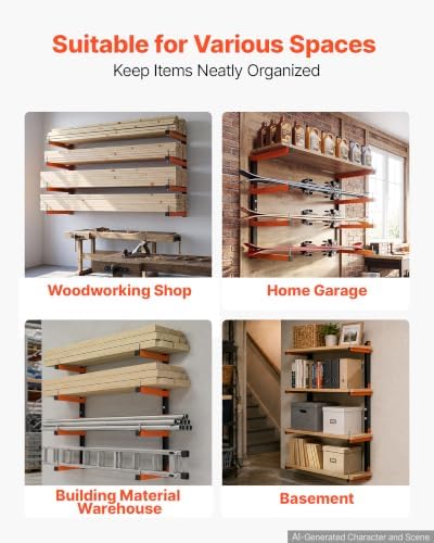 VEVOR Lumber Rack, 4-Tier 2-Pack 110 lbs per Tier, Foldable Wood Storage