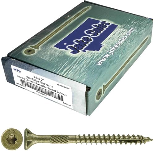 8 x 2 Bronze Coated Multipurpose Wood Screw Torx/Star Drive Flat Head Exterior Coated - ACQ Compatible 5 Pound CASE 6795 Screws