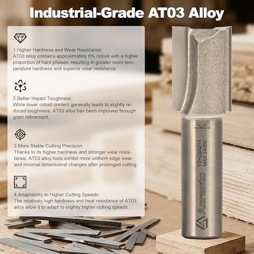 4 Pieces Undersize Plywood Dado Bits 1/2" Shank, Straight Router Bits Cutting Diameter: 7/32", 11/32", 15/32", 23/32", Useful for Routing Accurate Grooves in Undersized Plywood