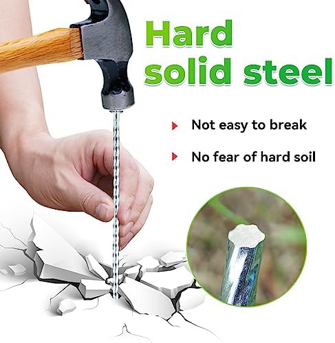 6.3-Inch Galvanized Heavy-Duty Landscape Stakes, (150-PACK) Spiral Metal Turf Spikes for Artificial Grass, Paver Edging, Weed Barrier, Securing Fences and More