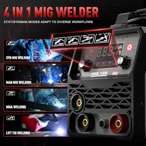 ANDELI 135A Flux Core MIG Welder, 110V Gasless MIG/Lift TIG/Stick 3-in-1