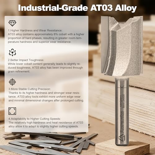 Straight Router Bits 1/4" Shank, 3/4" Cut Diameter, 1" Cut Length, Useful for Plunging Capabilities for Cutting Grooves, Dados, Mortising