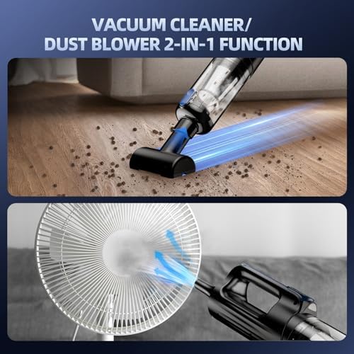 MONOZEL Car Vacuum Portable Cordless, 18000Pa 2 in 1 Vacuum Cleaner&Air Duster, 130W Brushless Motor Handheld Vacuum Cordless with 7800mAh Battery, LED Light, Multi-Nozzles for Car, Home, Office, Pet