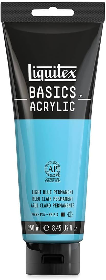 Liquitex BASICS Acrylic Paint, 250ml (8.5-oz) Tube, Light Blue Permanent