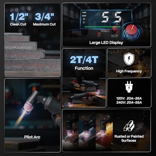 ARCCAPTAIN Plasma Cutter Machine, 55A, Non-Touch Pilot Arc, 120V/240V