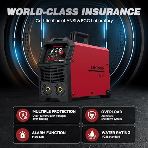 ARCCAPTAIN 250A Stick Welder, 230V MMA/Lift TIG Welding Machine 10PCS Rods