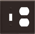 ENERLITES Combination Toggle Light Switch/Duplex Receptacle Outlet Wall Plate, Standard Size 2-Gang 4.50" x 4.57", Polycarbonate Thermoplastic, 881121-BR, Brown