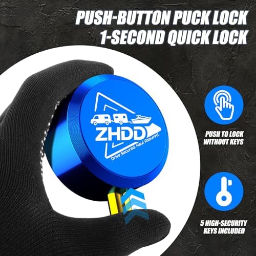 Trailer Hitch Lock for 2-5/16 Inch Coupler with Safety Chain Lock, Heavy Duty Anti-Theft Trailer Tongue Coupler Lock for RV, Boat, Dump & Cargo Trailers (Blue)