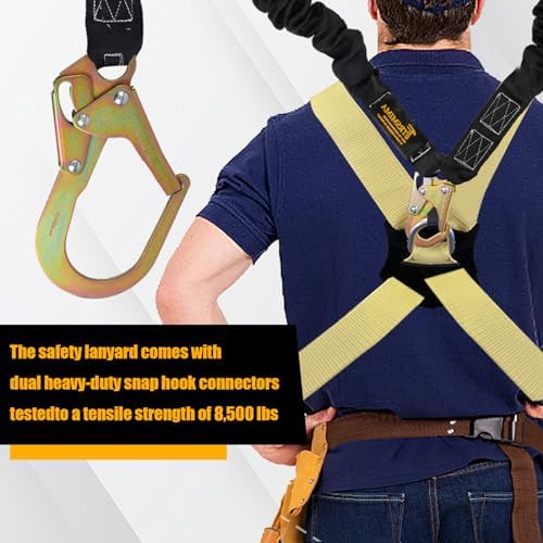 TRSMIMA Safety Harness Lanyard Retractable - Shock Absorbing Lanyard 6ft