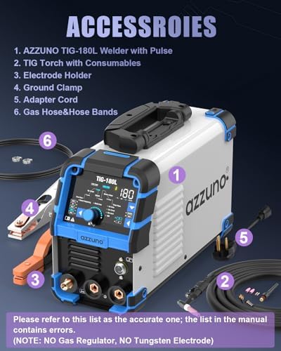 AZZUNO Cold TIG Welder With Pulse 180A, 5-in-1 TIG Welding Machine
